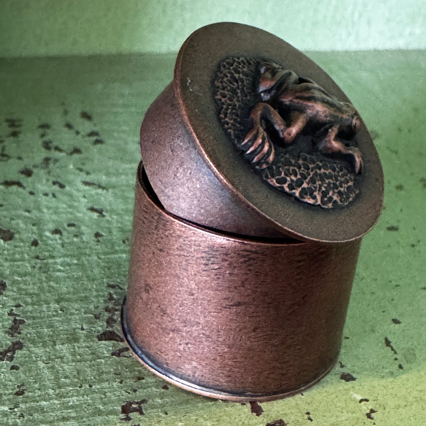 Copper Trinket Box with Frog Lid