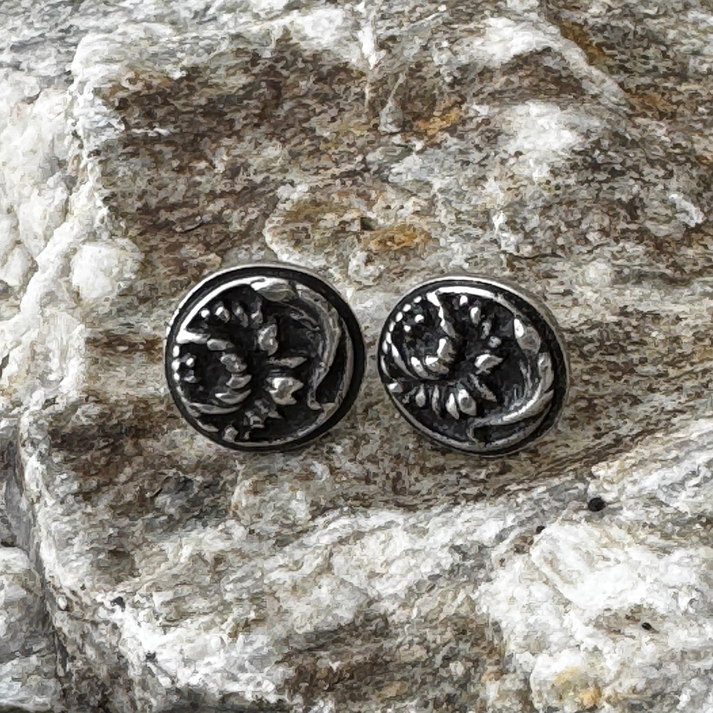 Chrysanthemum Flower Earrings, Sterling Silver Posts