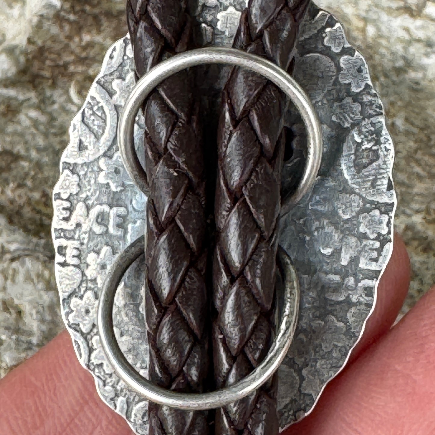 Pink Queen Conch Shell Concho Style  Bolo Tie Necklace