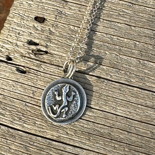 Gecko Charm Necklace on Sterling Silver 16" Chain