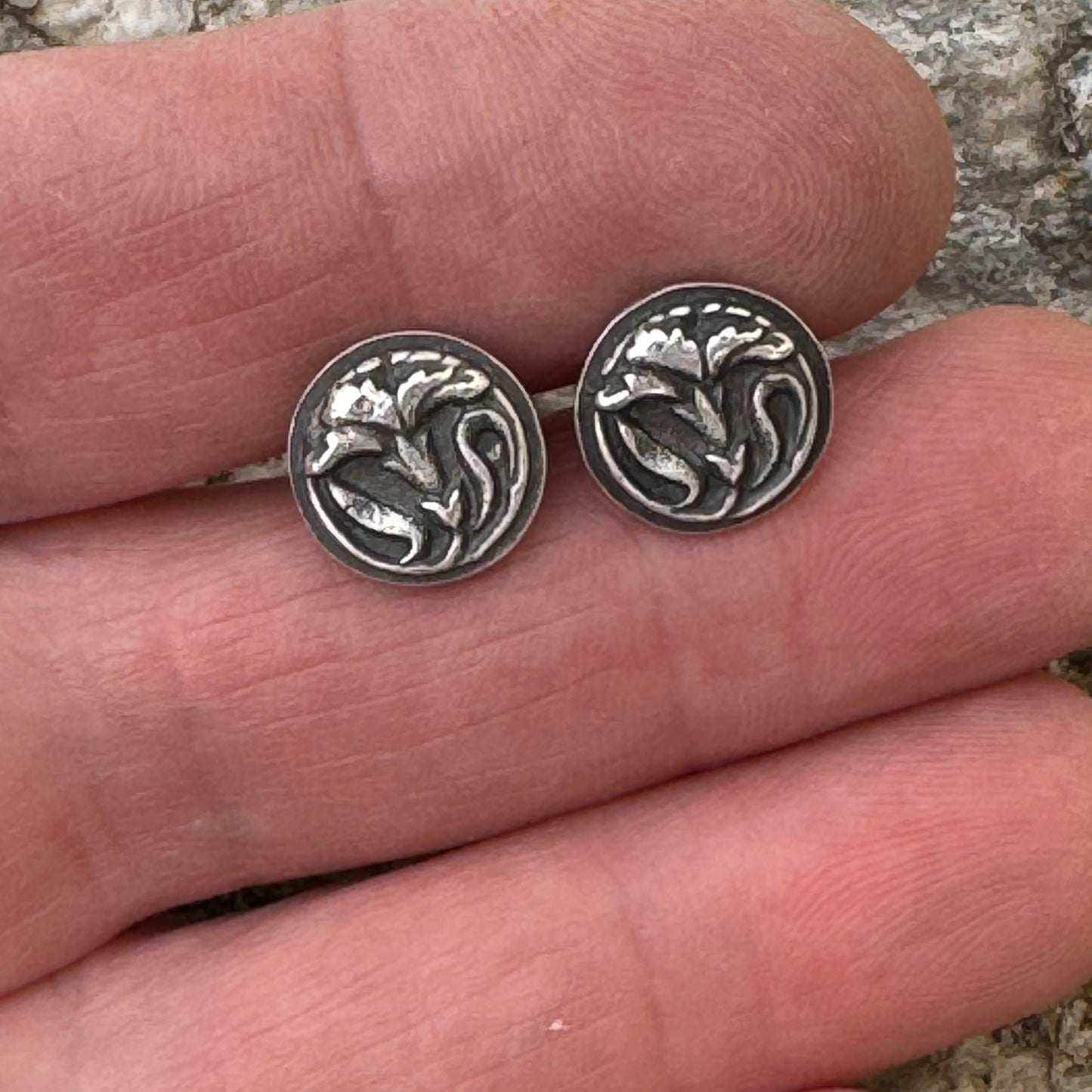 Flower Post Earrings, Solid Sterling Silver