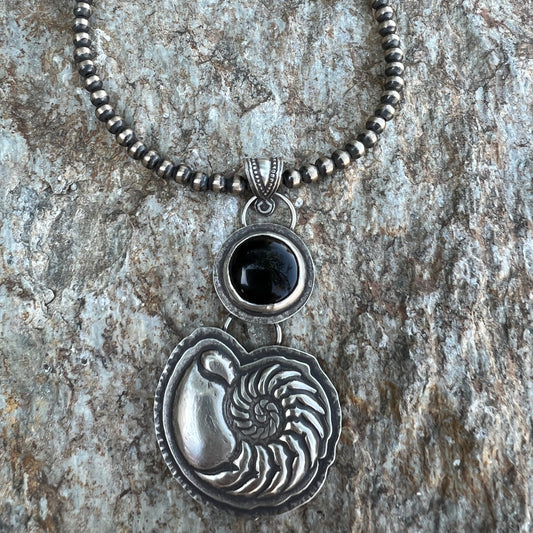 Black Onyx Nautilus Necklace