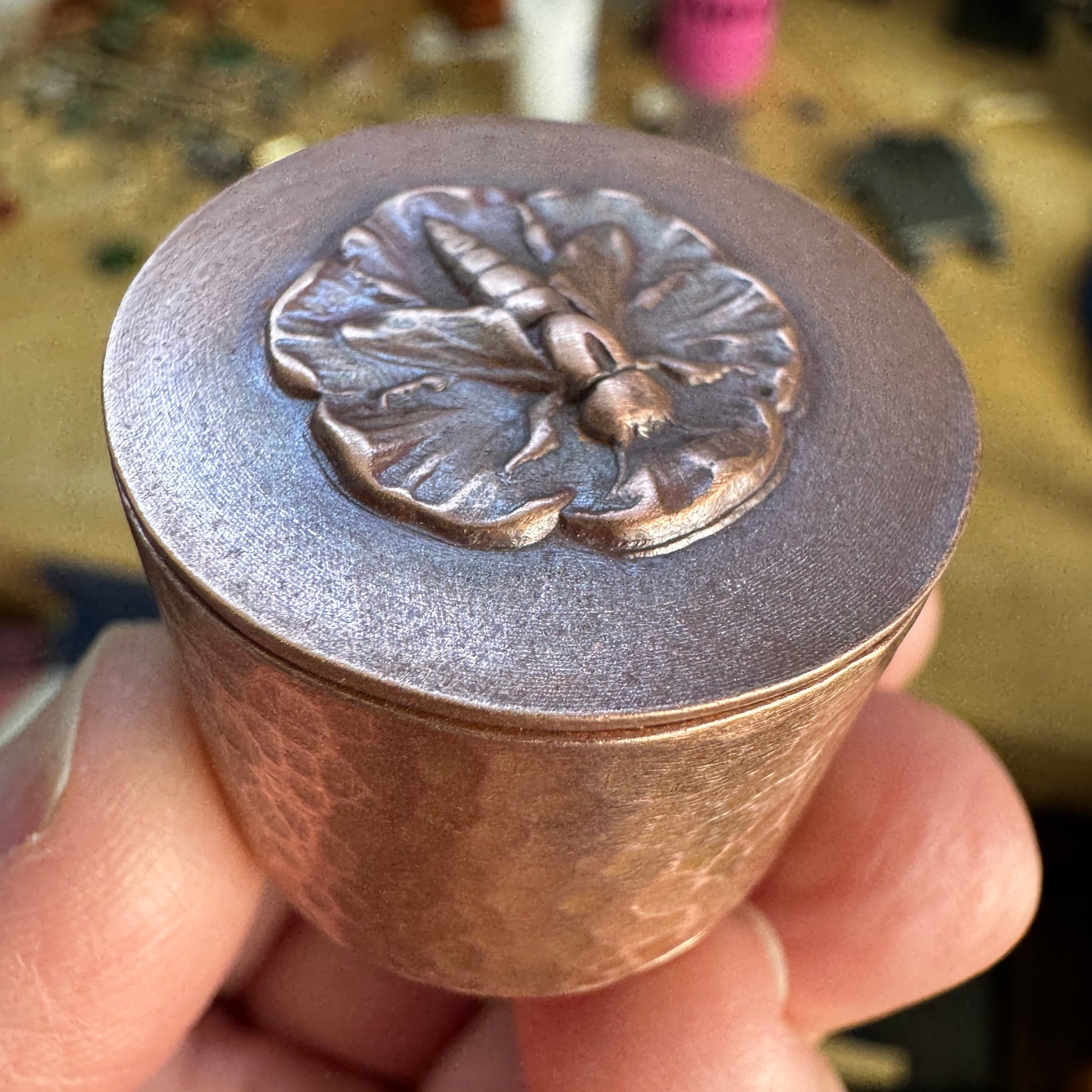 Copper Trinket Box With Bee Lid, Proposal Box