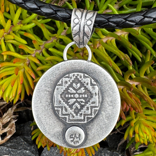 Bamboo Mountain Turquoise Pendant on Sterling Silver Leather Cord