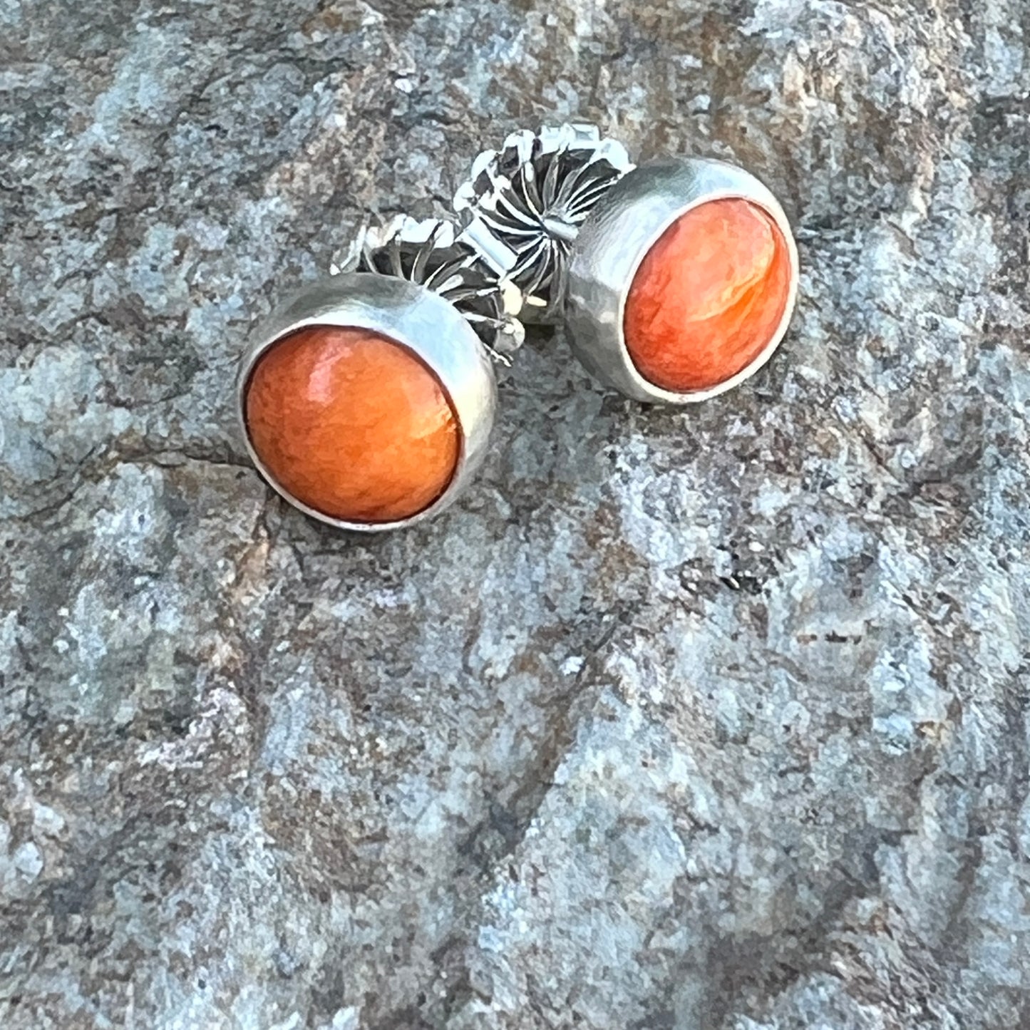 Orange Red Spiny Oyster Stud Earrings