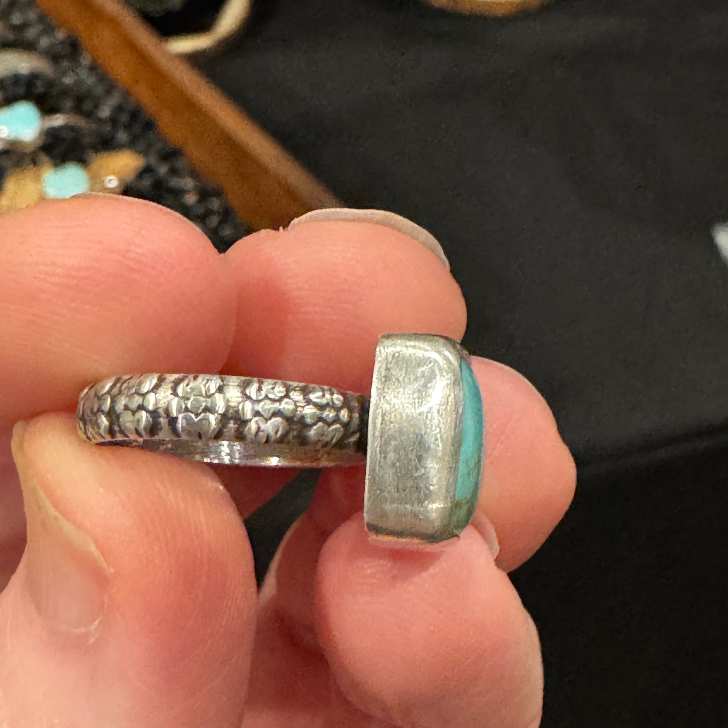 Square Number Eight Turquoise Ring Size 5.25