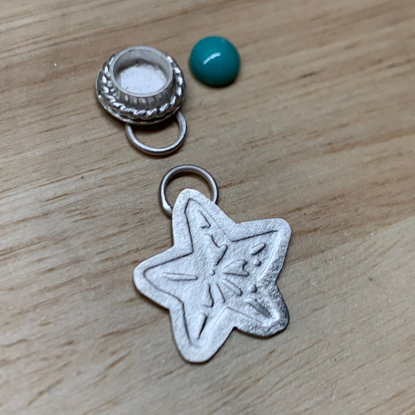 Starfish Charm Necklace with Turquoise Cabochon Setting