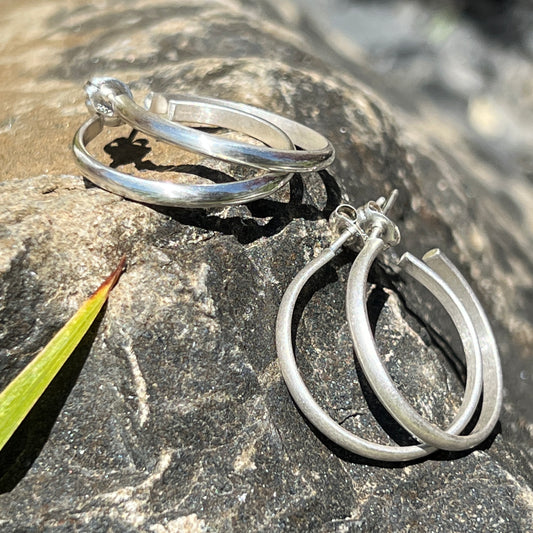 Sterling Silver Post Hoop Earrings