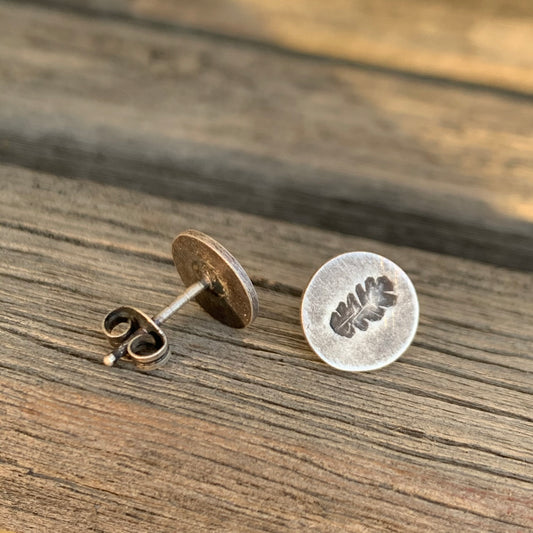 Sterling Silver Stud Earrings with Oak Leaf Design