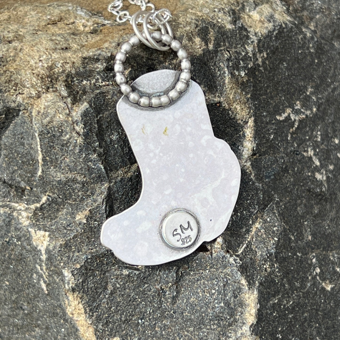 Floral Cowgirl Boots Necklace in Sterling Silver, Coastal Cowgirl Gift for Her