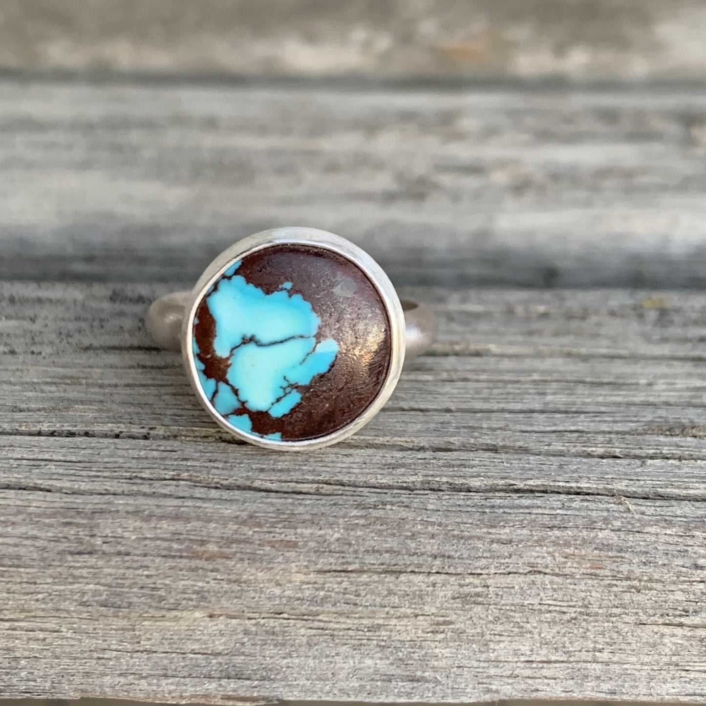 Egyptian Turquoise Sterling Silver Ring Size 8 US