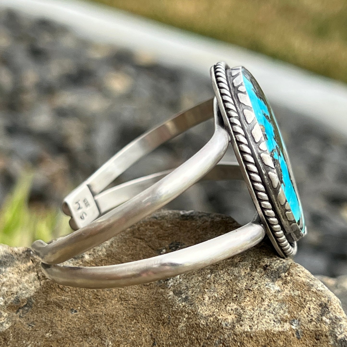 Nacozari Turquoise Cuff Bracelet on Thick Sterling Silver