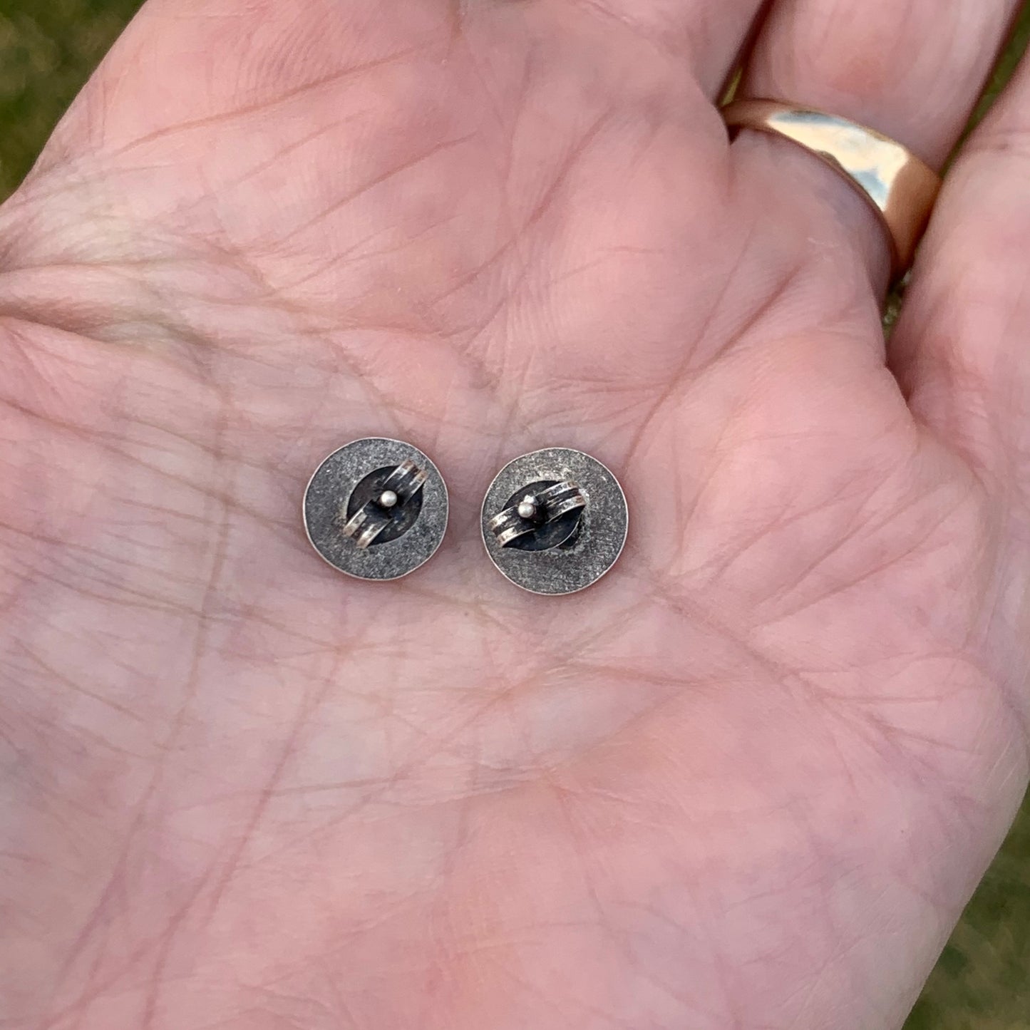 Sterling Silver Stud Earrings with Oak Leaf Design