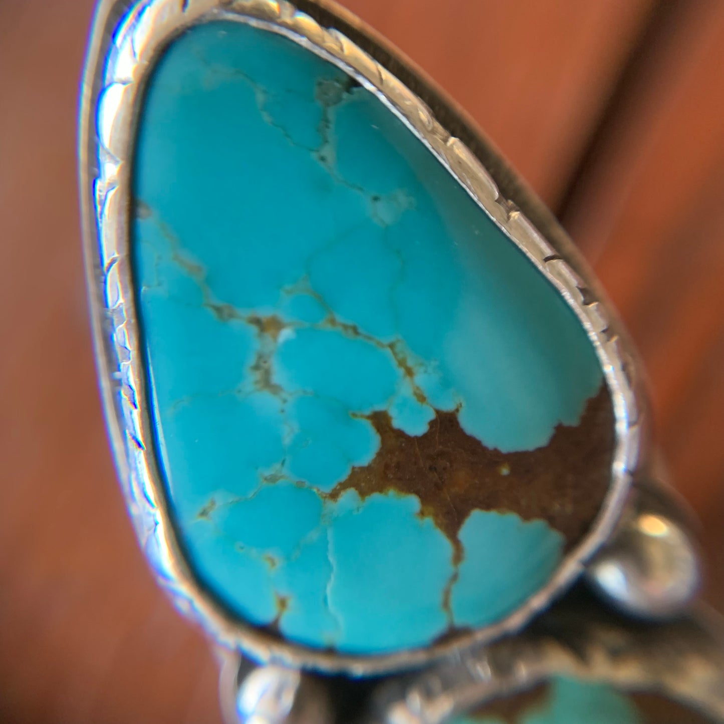 Big Two Stone Turquoise Ring Wide Band Size 7 US