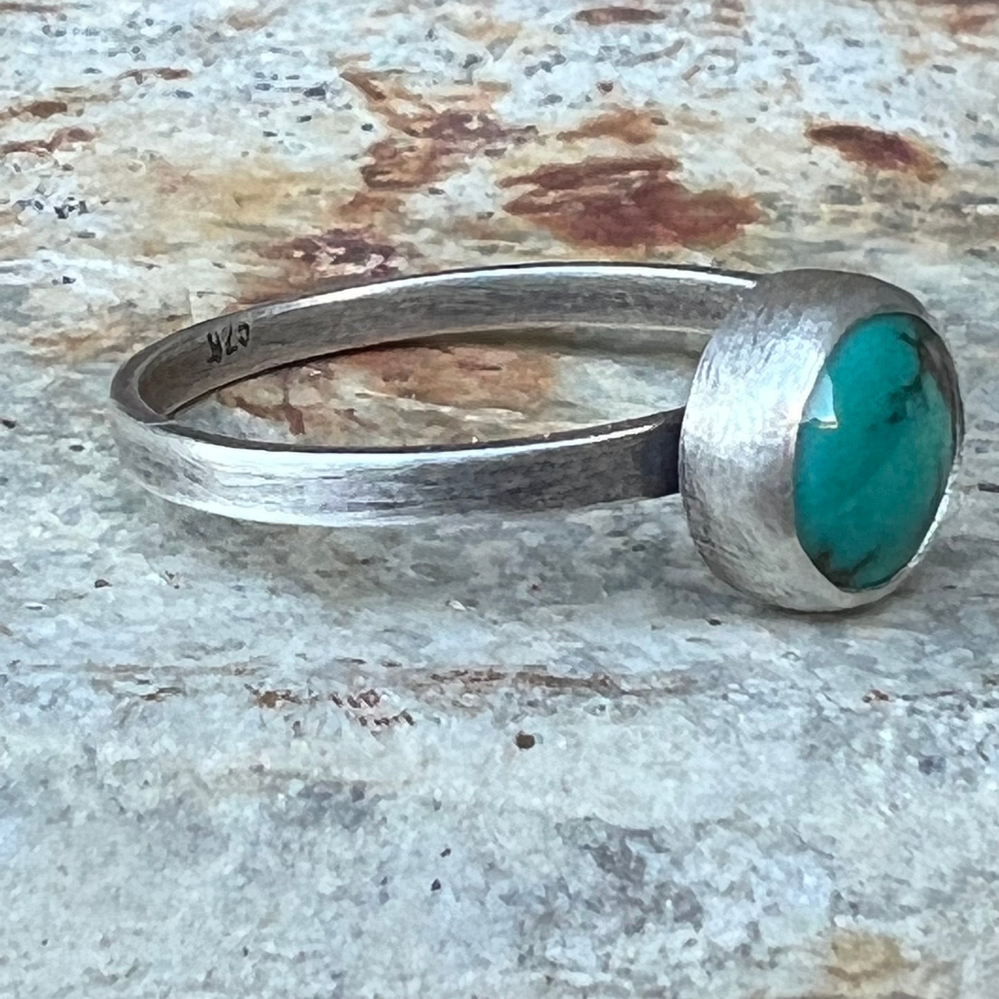 Simple Turquoise Sterling Silver Ring Size 9.25 US