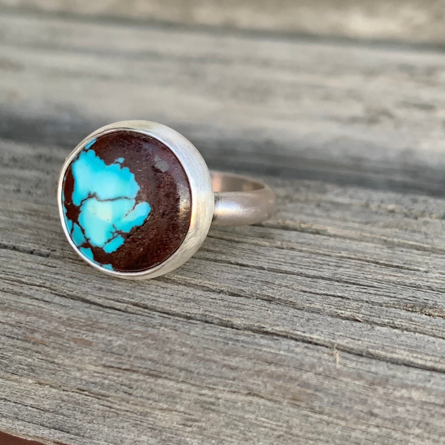 Egyptian Turquoise Sterling Silver Ring Size 8 US