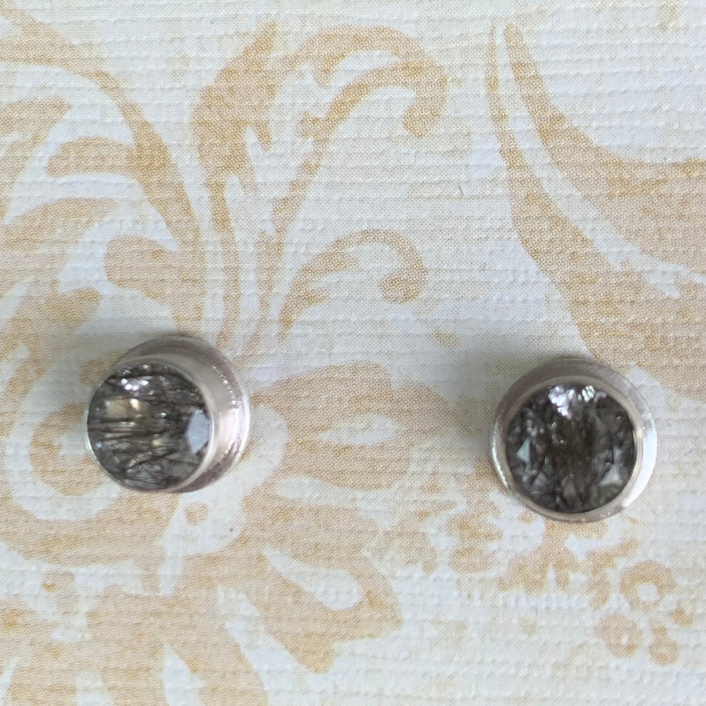 Rutile Quartz Sterling Stud Earrings